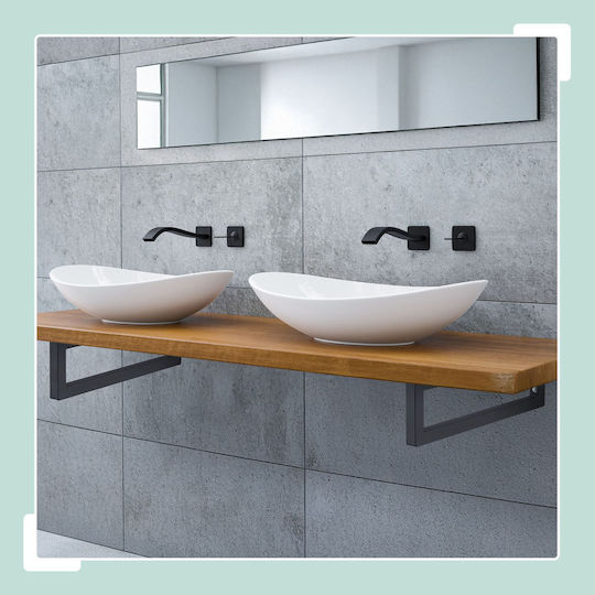 Relaxdays Raft De Colț Din Oțel Inoxidabil Alb 150x450mm 2 Bucăți 10051190_8102