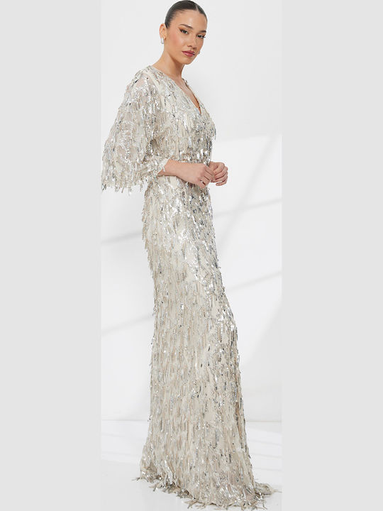 Rochie Maxi Pentru Nuntă / Botez Argintie