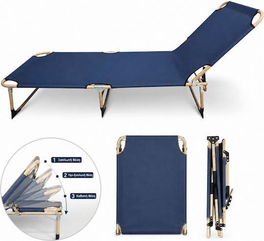 ForHome Strandliege Blau Klappbar Aluminium 193x64x15,5cm