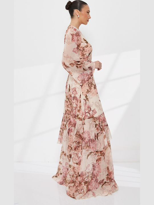 Maxi Dress for Wedding Christening Beige