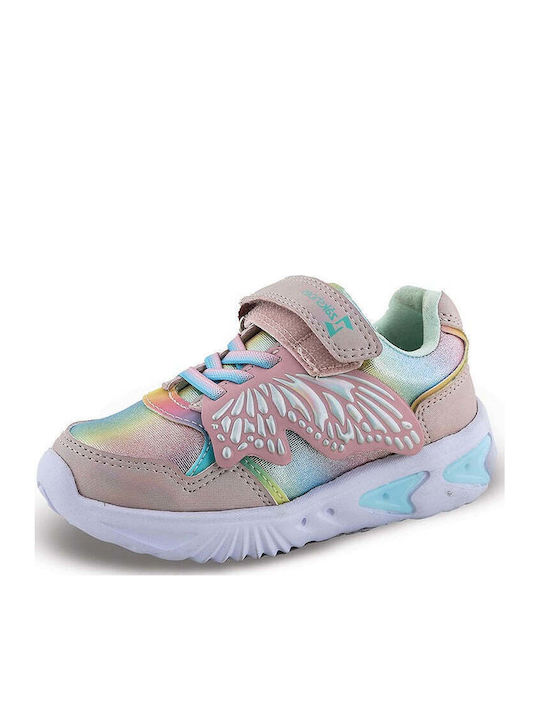 Παιδικά Sneakers Ανατομικά με Σκρατς & Φωτάκια Πολύχρωμα