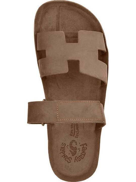 Bianca Leather Women's Flat Sandals Anatomic in Brown Color