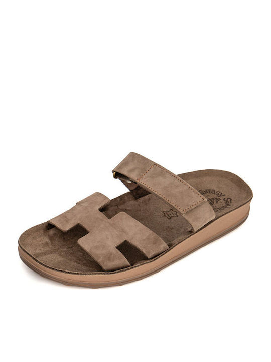Bianca Leather Women's Flat Sandals Anatomic in Brown Color