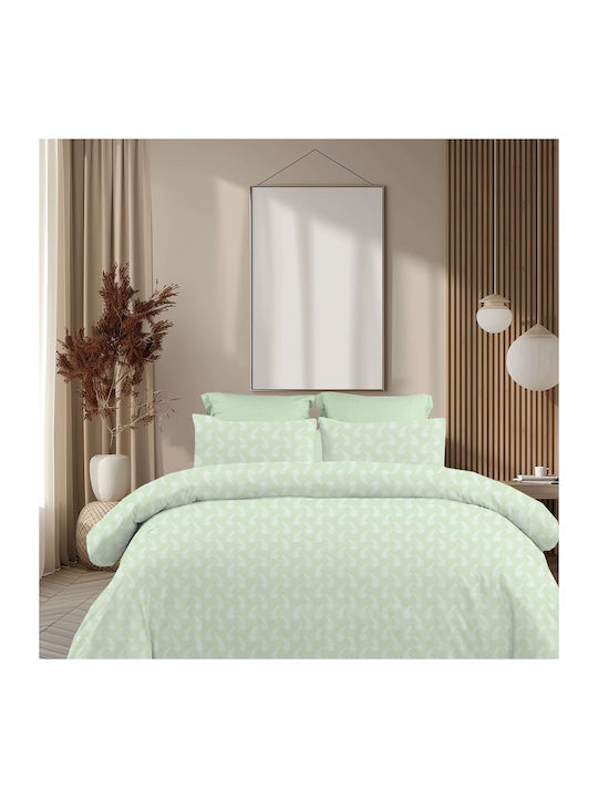 Astron Italy Vivian Σετ Σεντόνια Υπέρδιπλα με Λάστιχο 160x200+40εκ. Olive (4τμχ)