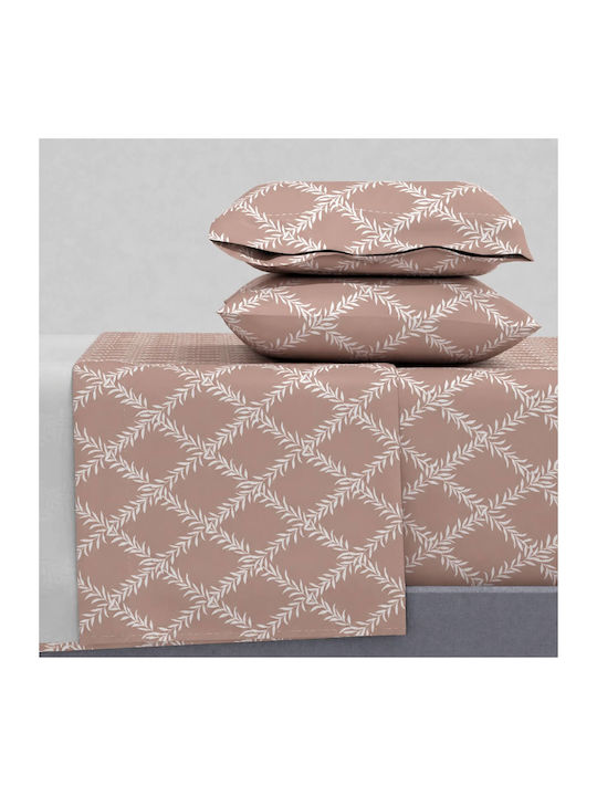 Astron Italy Lucia Super-Double Bed Sheets Set 240x260cm Olive 4 Pieces