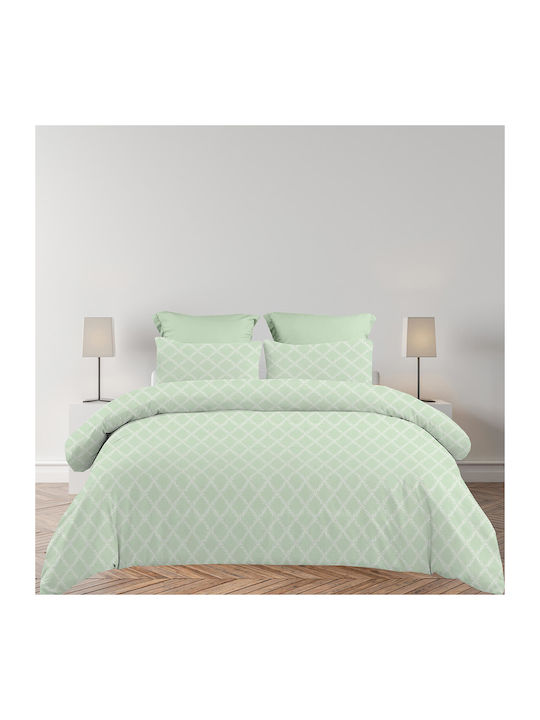 Astron Italy Lucia Set Bed Sheets King Size With Rubber Hugger 245x260cm Olive 4 Pieces