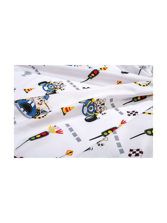 Dimcol με Λάστιχο Animal Grand Prix 589 Λευκό 70x140εκ.