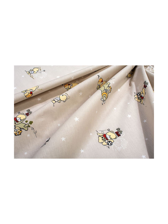 Dimcol Set Baby Crib Cotton Sheets Fitted Bear's Playtime 592 Beige 70x140cm