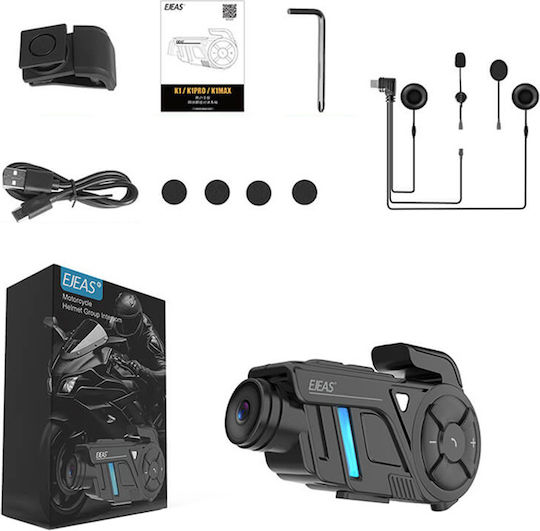 EJEAS K1 Pro Interfon Unic pentru Cască de Motocicletă cu Bluetooth și Cameră