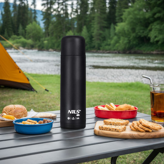 Nils Glass Thermos Stainless Steel BPA Free 500ml Black