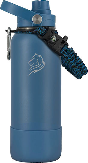Cool'NMore Stainless Steel Thermos Bottle BPA Free 1.2lt Denim with Mouthpiece Loop Straw and Handle