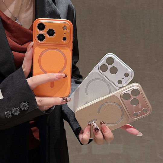 Matte Magnetic Case Flippy Compatible Iphone 17 Made Tpu Pc Eco Leather Orange