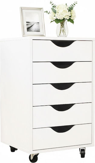 Συρταριέρα Γραφείου Ξύλινη με Ροδάκια White 40x40x67.5cm