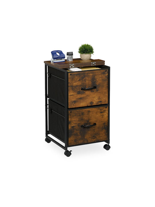 Büroaufbewahrungsschublade aus Holz mit Rädern Braun/Schwarz 40x40x68cm