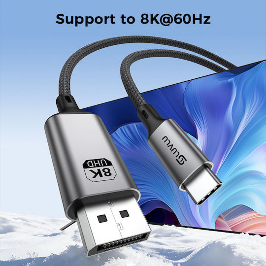 Luvlu Geflochtenes Video Kabel USB Typ-C Männlich - DisplayPort Schwarz 2m