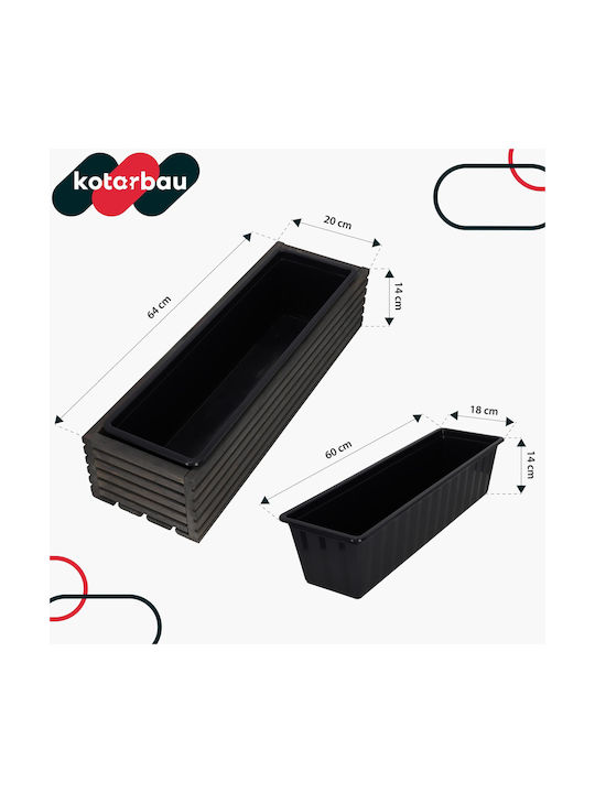 Kotarbau Ζαρντινιέρα Ξύλινη Anthracite 20x20εκ.