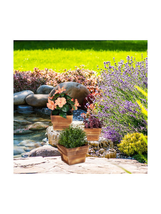 Relaxdays Комплект 3 Дървени Саксии За Цветя Natural