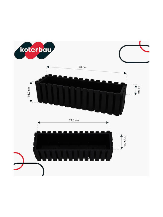 Kotarbau Σετ 4 Γλάστρες Ξύλινες Anthracite