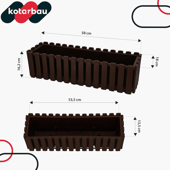 Kotarbau Γλάστρα Ξύλινη Rustic Brown 60εκ.
