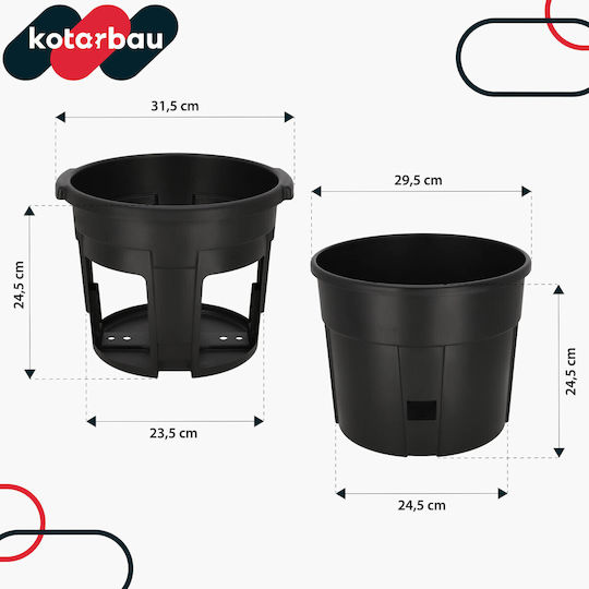 Kotarbau Set of 4 Plastic Black Flower Pots