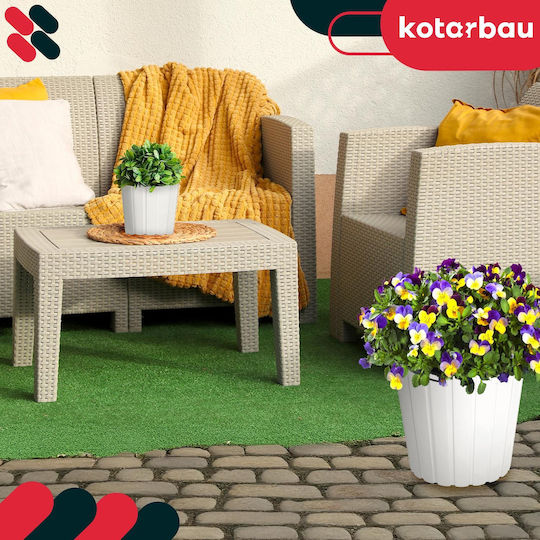 Kotarbau Set 4 Ghivece De Flori Din Plastic Albe