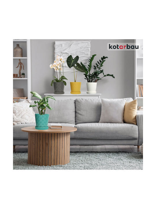 Kotarbau Set 2 Ghivece De Flori Ceramice Turcoaz Cu Farfurie