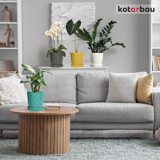 Kotarbau Σετ 2 Γλάστρες Πήλινες Turquoise με Πιάτο