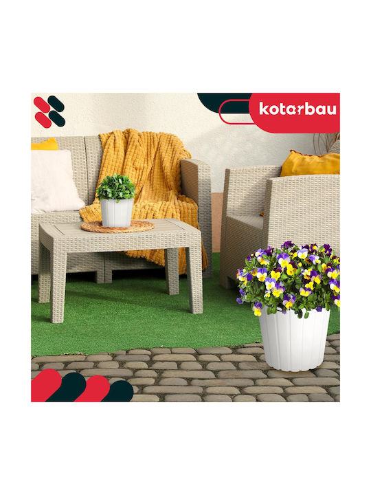 Kotarbau Set 4 Ghivece De Flori Din Plastic Albe