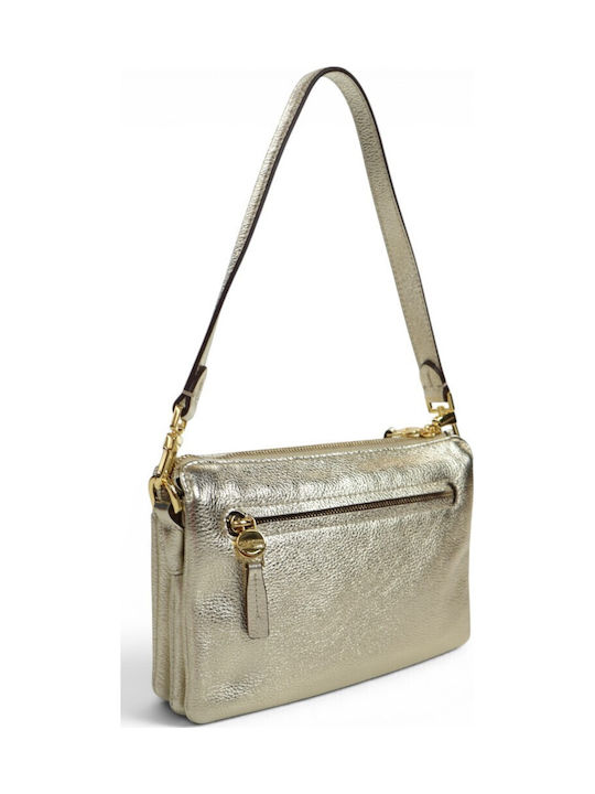Leather Women's Shoulder Bag Gold