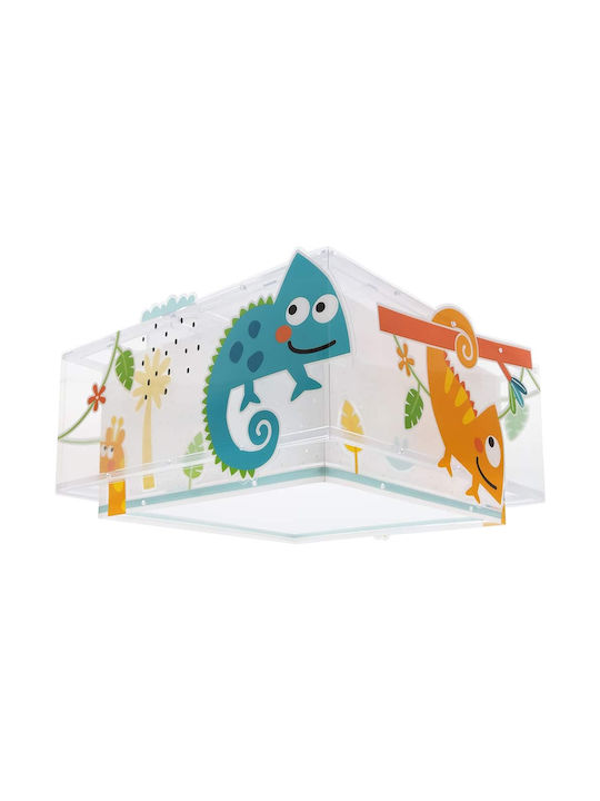Ango Happy Jungle Single-Light Kids Ceiling Light Mount Ceiling Light Made of Plastic with E27 Socket Light Blue 30x30cm
