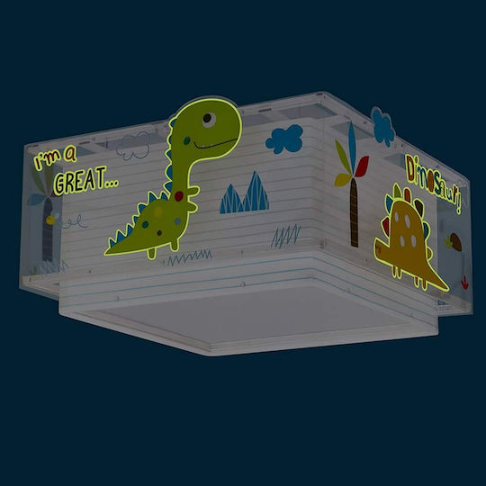Ango Dinos Lampă De Tavan Pentru Copii Cu O Singură Lumină Din Plastic 15W Cu Bază Bec E27 Albastru Deschis 30x30cm