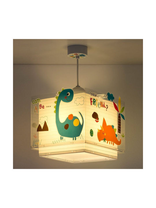 Ango Dinos Single-Light Kids Ceiling Light Hanging from Plastic 15W with E27 Base Light Blue 24x24cm