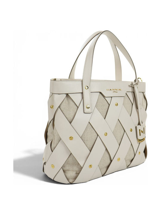 Leder Damen Schultertasche Beige