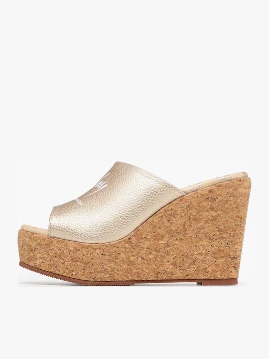 Sommer Damenplattformen im Stil Gold Pantoffeln