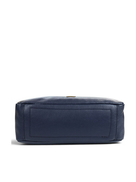Leder Damen Schultertasche Blau