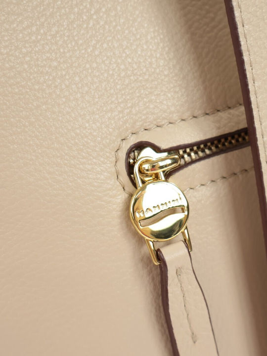 Leder Damen Schultertasche Taupe