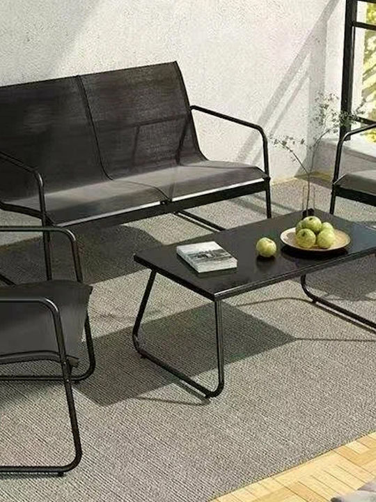 Velo 4 Pieces Outdoor Living Room Set Black