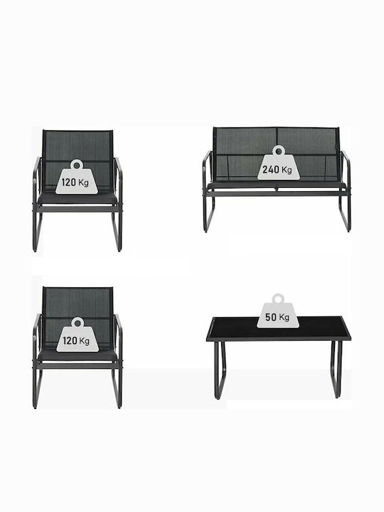 Velo 4 Pieces Outdoor Living Room Set Black