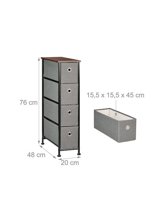 Relaxdays Kleine Aufbewahrungsmöbel aus Metall & Stoff M20xB48xH76cm