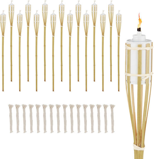 Set 16 Relaxdays 90 Cm Bamboo Garden Torches Atmospheric Lighting