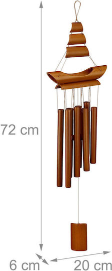 Relaxdays Bamboo Wind Chime Sailboat Design 72x20x6 Cm Brown Color