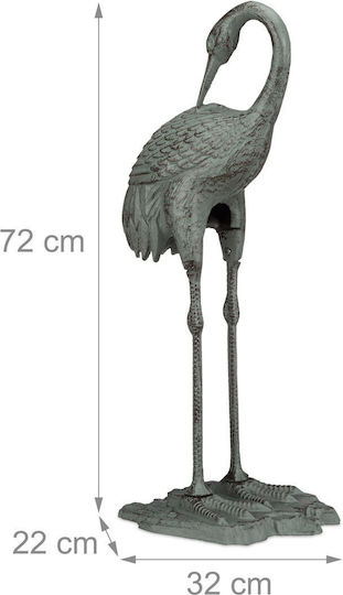 Relaxdays Decorative Cast Iron Crane Statue Brown Green 72x22x32 Cm