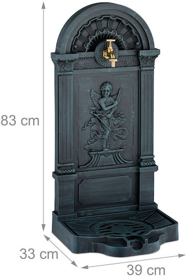 Fântână De Grădină Înger Relaxdays 83x39x33cm Metalică Verde Închis Auriu Gri
