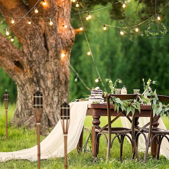 Relaxdays Set 10 Brown Bamboo Garden Torches