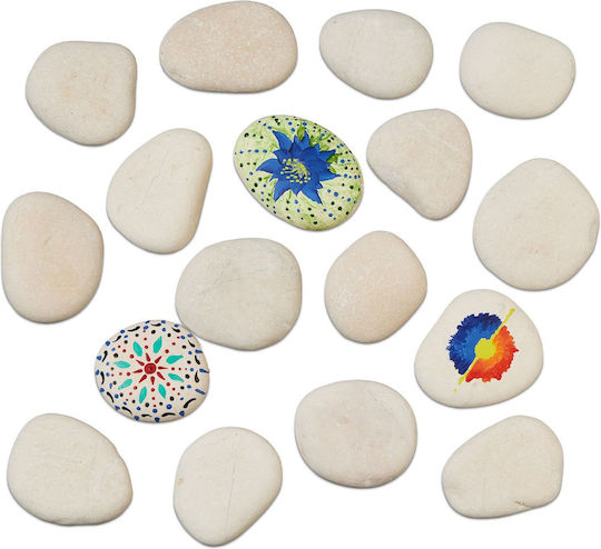 Relaxdays Decorative Stones Painting Cream 1.5x6.5x7 Cm