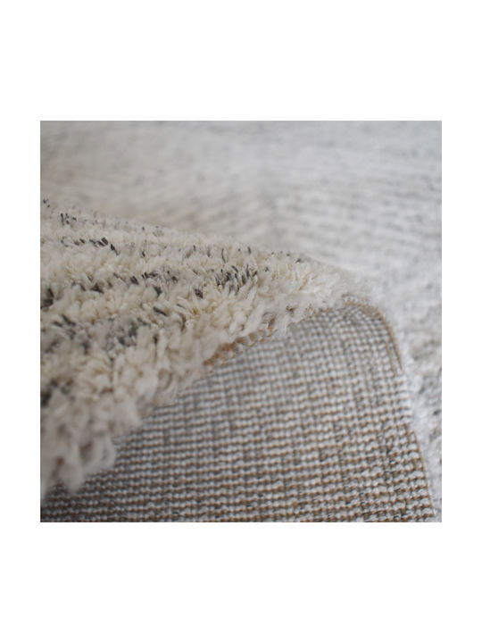 Shaggy Geometric Living Room Rug Rectangular L Grey Cream 200x300cm