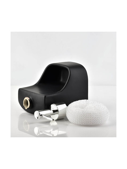 Vilde Kitchen Ceramic Dispenser with Sponge Holder Black 400ml