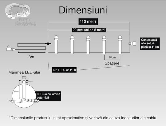 Alista Home Lustră Solară Ghirlandă 9W cu Lumină Roșie