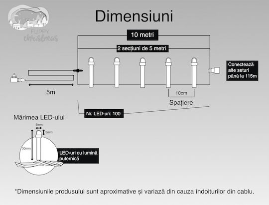 Alista Home Lustră Solară Ghirlandă 9W Roșie cu Telecomandă