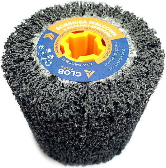Glob Tools Cylindrical Grinding Wheel Made Hard Foam Nonwoven 100x100x19mm Grit 40 Satin Finisher